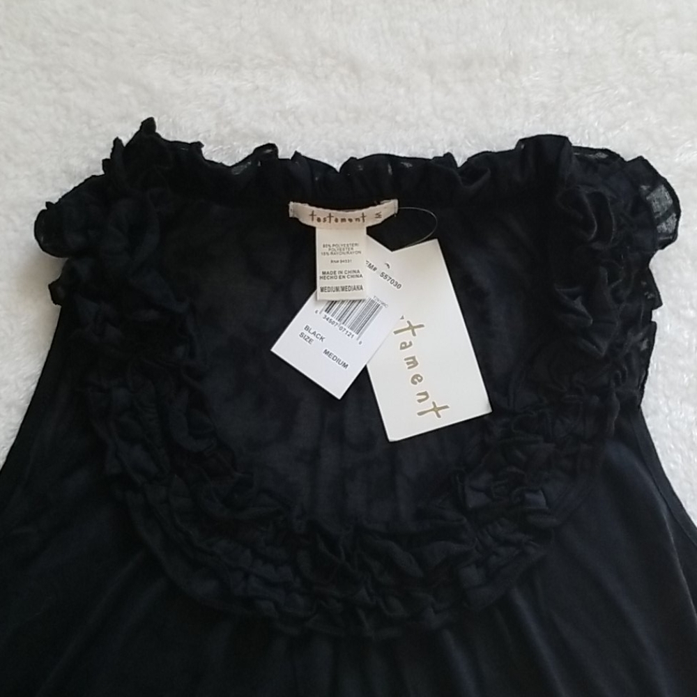 LAST CHANCE! NWT Testament Sleevless Top with Ruffle Neck - Size Medium - Picture 2 of 4